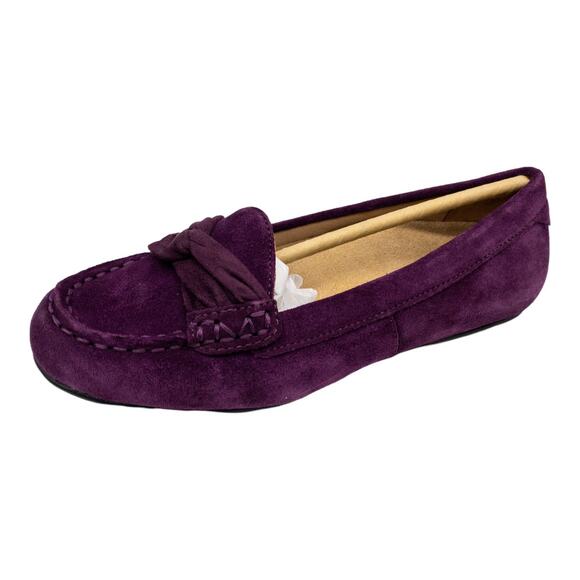 Vionic Merlot Burgundy Norah Suede Leather Moccasins with Bow Detail Loafers 5 - Picture 1 of 12